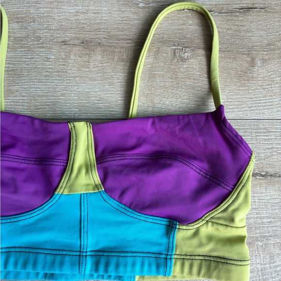Onzie Colorblock Bustier Sports Bra Crop Top, size S/M - Picture 3 of 5